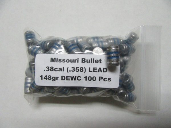 Missouri Bullet Co - 38/357 (.358) 148gr LEAD BULLET DEWC 100/Bag