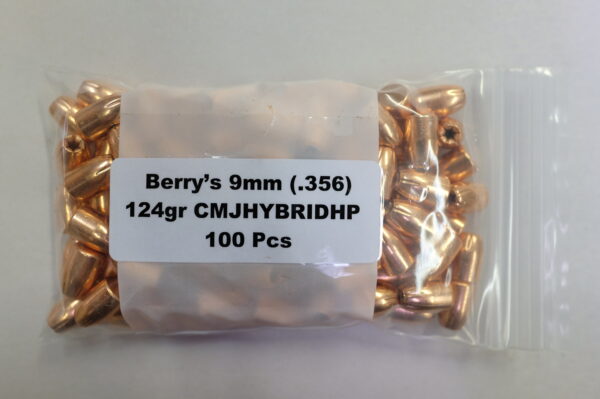 Berry 9mm (.356) 124gr Hybrid HP 100/Bag