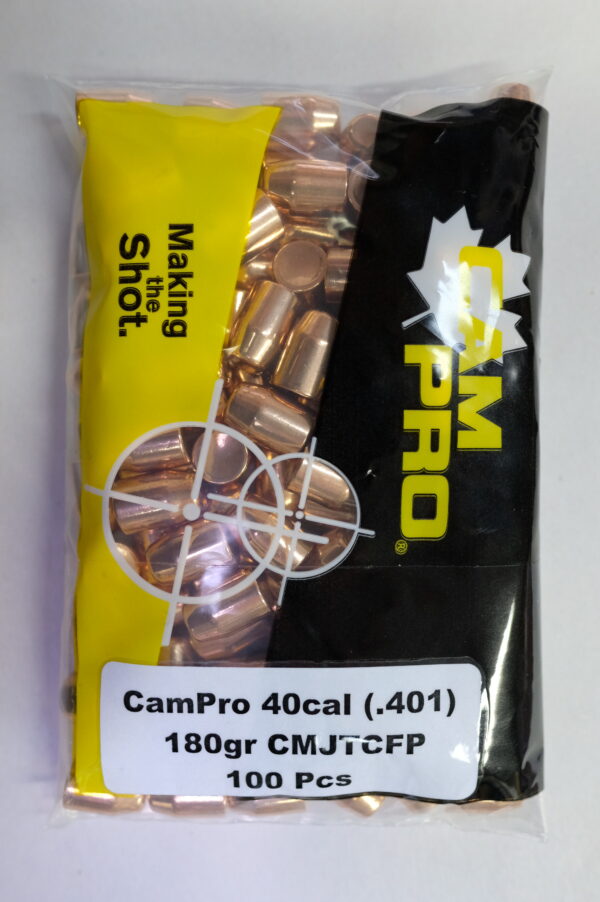 CamPro - 40cal/10mm (.401) 180gr Trunc Cone FP BULLET 100/Bag