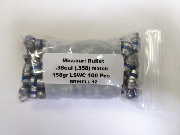 Missouri Bullet Co - 38/357 (.358) 158gr LEAD BULLET SWC Match 100/Bag
