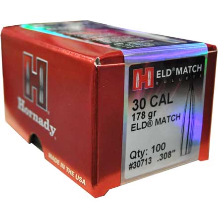 Hornady 30c (.308) 178gr ELD MATCH BULLET 100/Box
