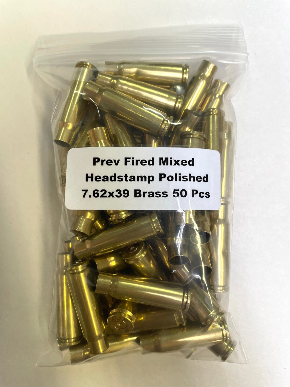 Previously Fired Mixed Headstamp Brass 7.62x39 CleanPolished 50Bag
