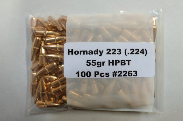 HORNADY 22c (.224) 55gr BULLET HPBT MATCH W/C 100/Bag