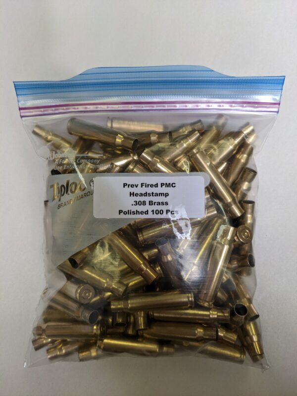 Prev Fired Polished PMC Headstamp 308 Win Cases 100/Bag