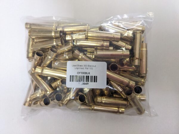 Previously Fired 300 BLACKOUT UNPRIMED BRASS CASINGS 100/Bag