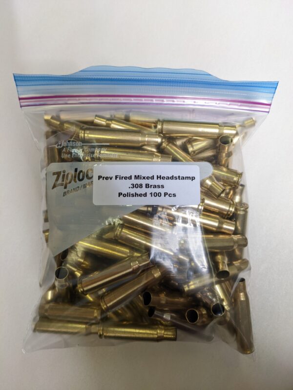 Prev Fired Polished Mixed Headstamp 308 Win Cases 100/Bag