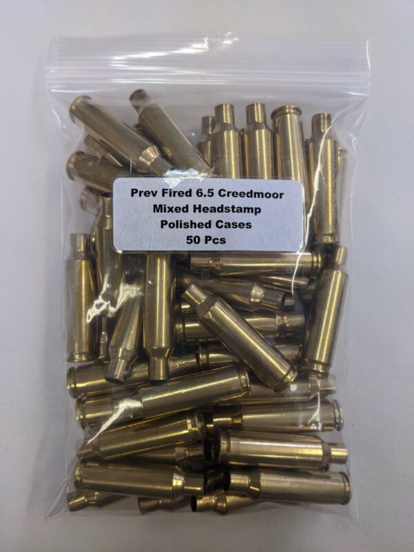Prev Fired Polished Mixed Headstamp 6.5 Creedmoor Brass Cases 50/Bag