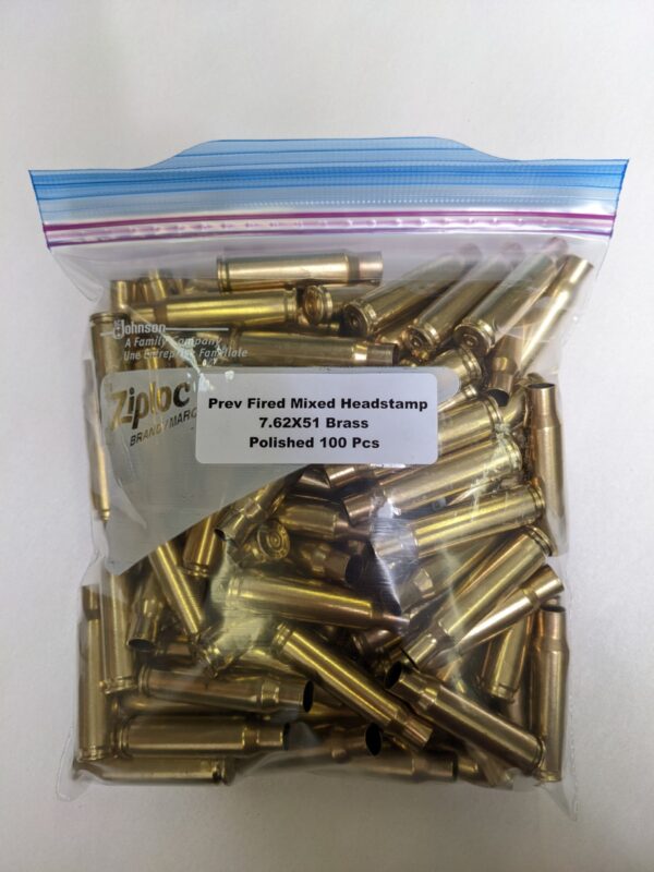 Prev Fired Mixed Headstamp Polished 7.62x51 Cases 100/Bag