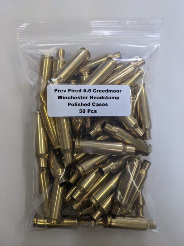 Prev Fired Polished Winchester Headstamp 6.5 Creedmoor Brass Cases 50/Bag