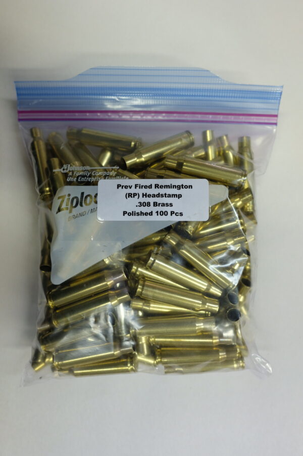 Prev Fired Remington Headstamp Polished .308 Win Brass Cases 100/Bag