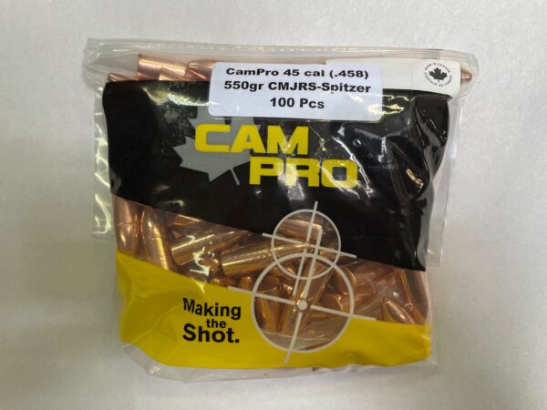 CamPro 45cal (.458) 550gr RS-Spitzer Bullet 100Bag